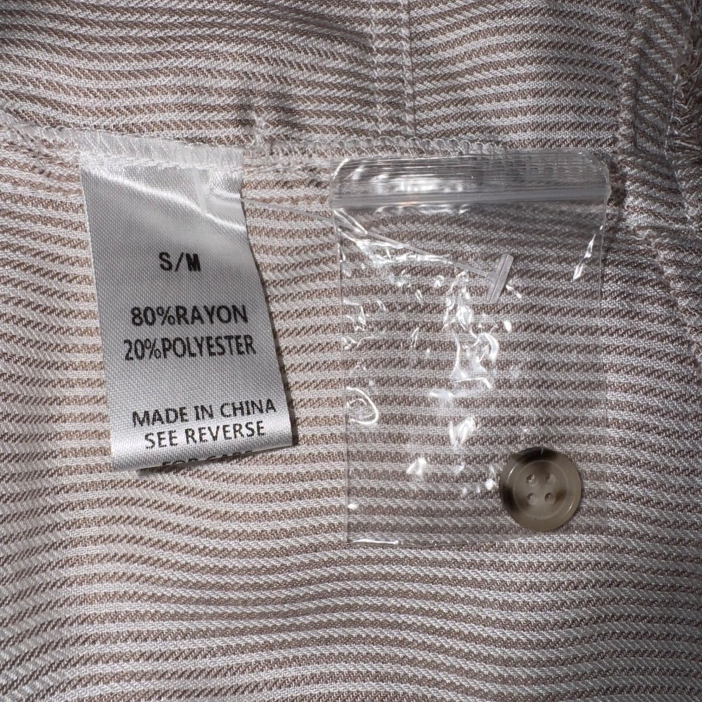 Wishlist Apparel Taupe Stripe Frayed Button Down Shirt WL22-7145 S/M NWT - Picture 6 of 9